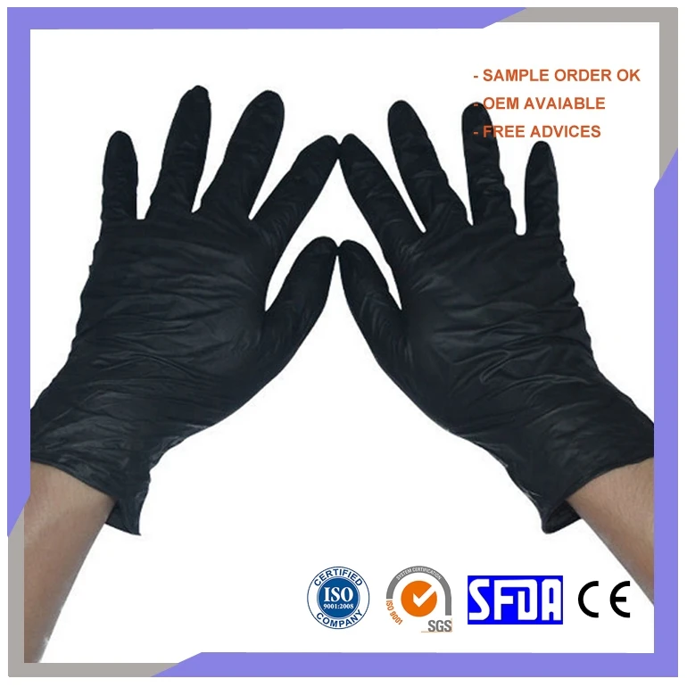 Thin Black Disposable Nitrile 3.5g Weight 3.5 MIL Household Rubber Working Kitchen Branded Cheap Good Quality Gloves