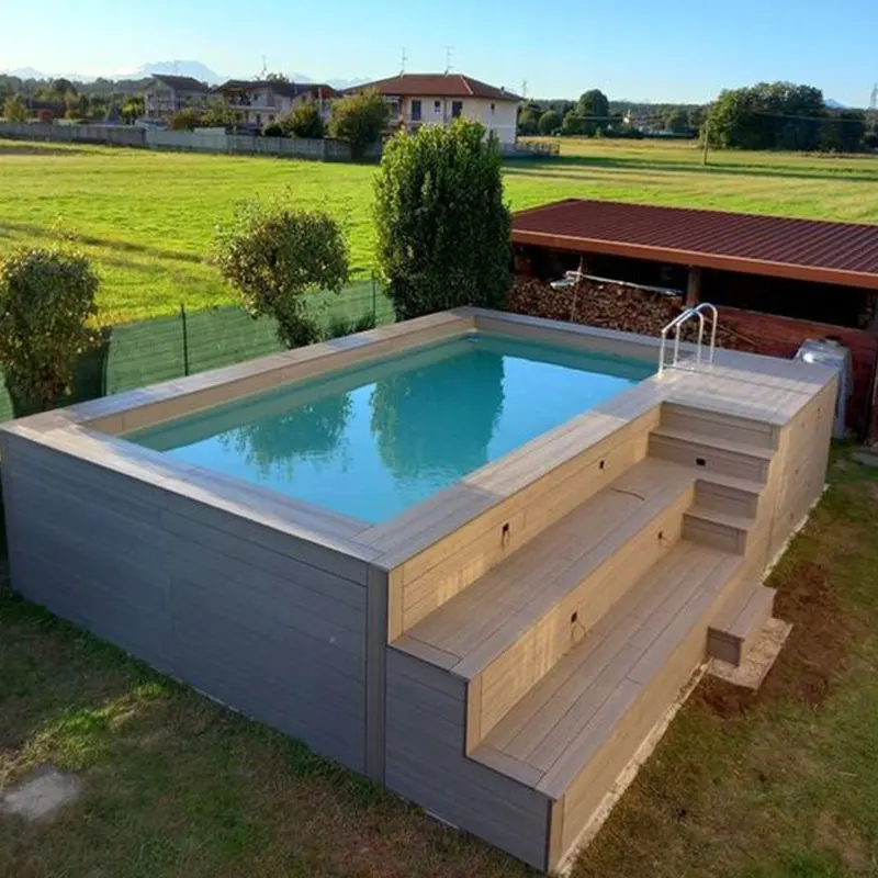 custom small family outdoor fiber glass piscine spa swim pool jacuzzi piscina shell fiberglass wooden above ground swimming pool