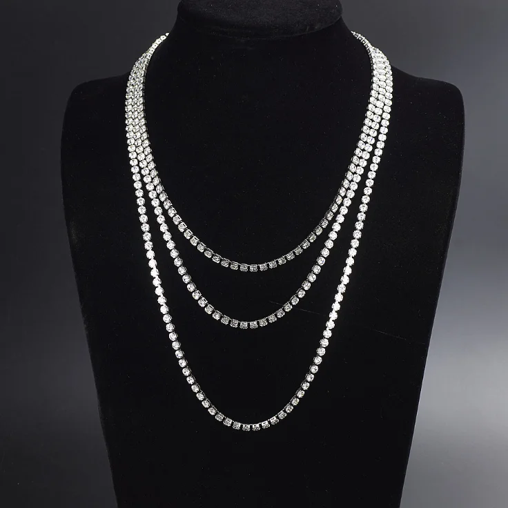 Bling Necklace Jewelry Hip Hop Iced Out Stainless Steel Men Tennis Diamond Necklace Tennis Chain