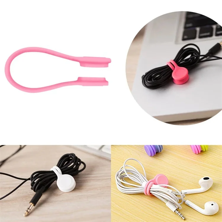 Silicone magnetic finishing reel data cable hook and loop tie earphone winding rope USB winding collector