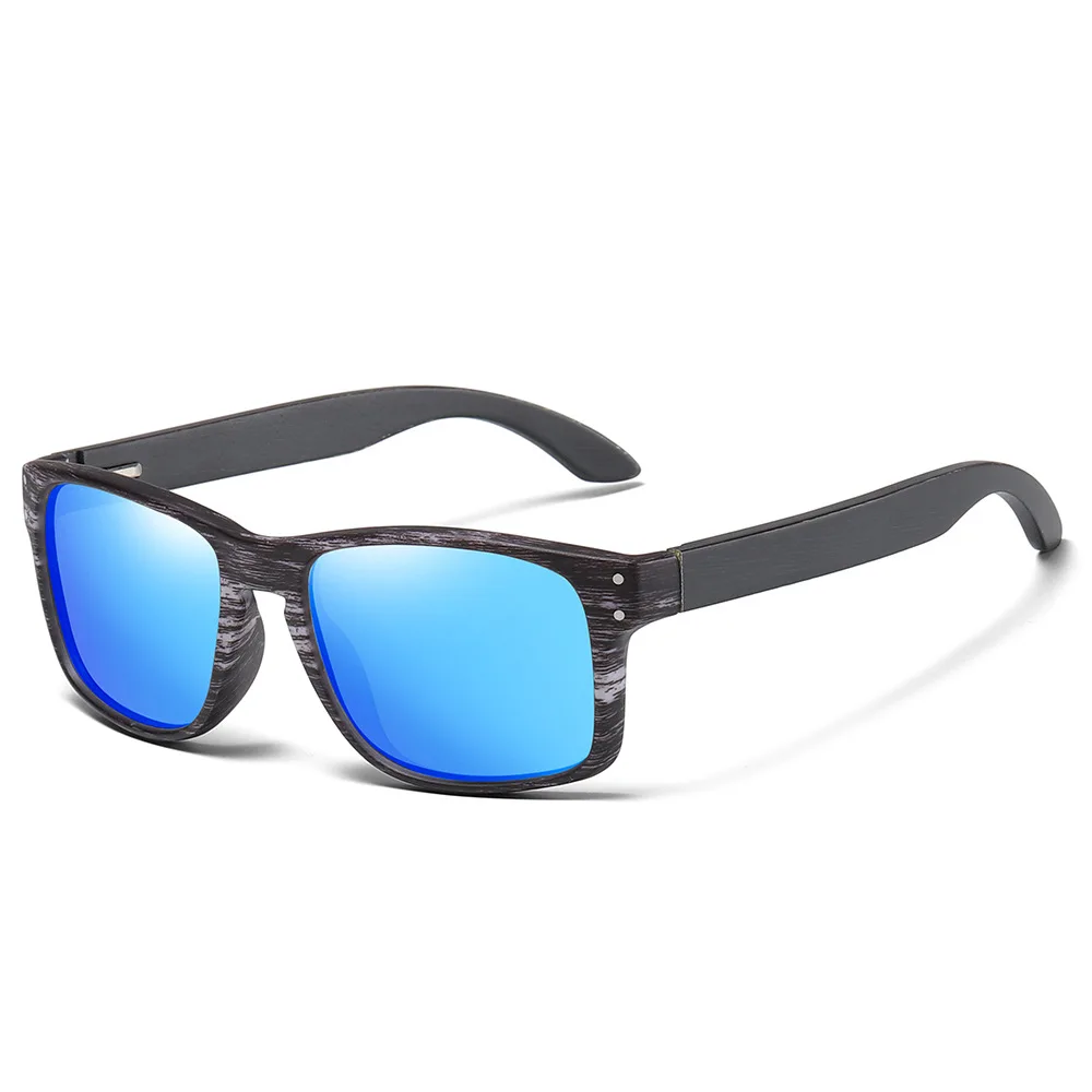 2022 New Design Wood Grain PC Frame Bamboo Sunglasses with Mirror Polarized Lens for Men and Women