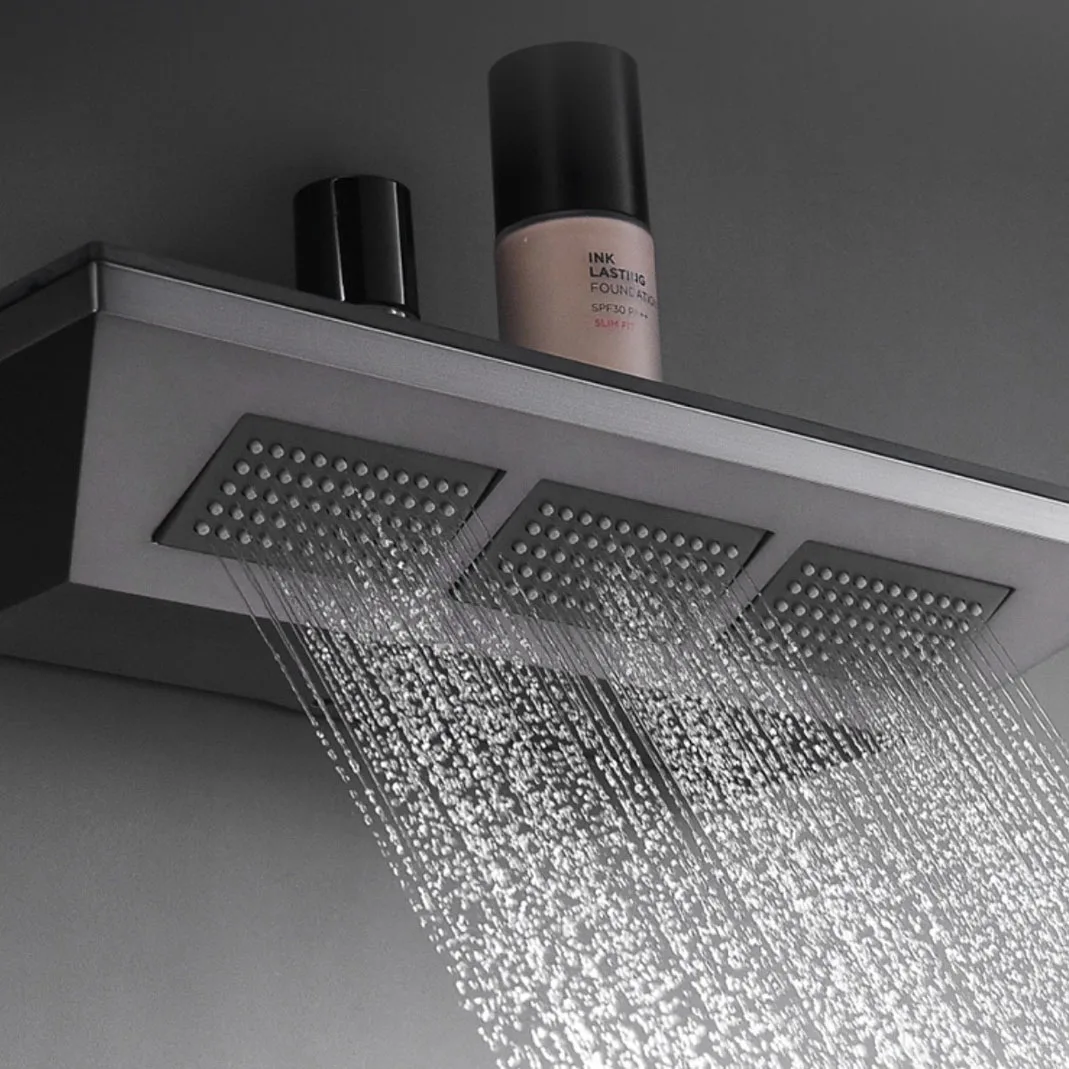 Concealed Four Functions Shower Black Copper All Household Rotating Lifting Pressure Wall mounted  Showers Bathroom Shower Set