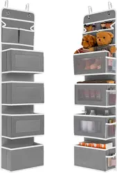 5-Shelf Over Door Hanging Organizer Collapsible Door Storage Organizer for Bedroom with 2 Small Pocket and 4 Side Pocket