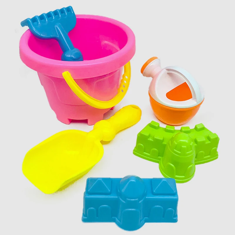 Summer Children Plastic Sand Digging Toys Colorful Shovel Play Utensils Beach Set 6 Pcs Mould