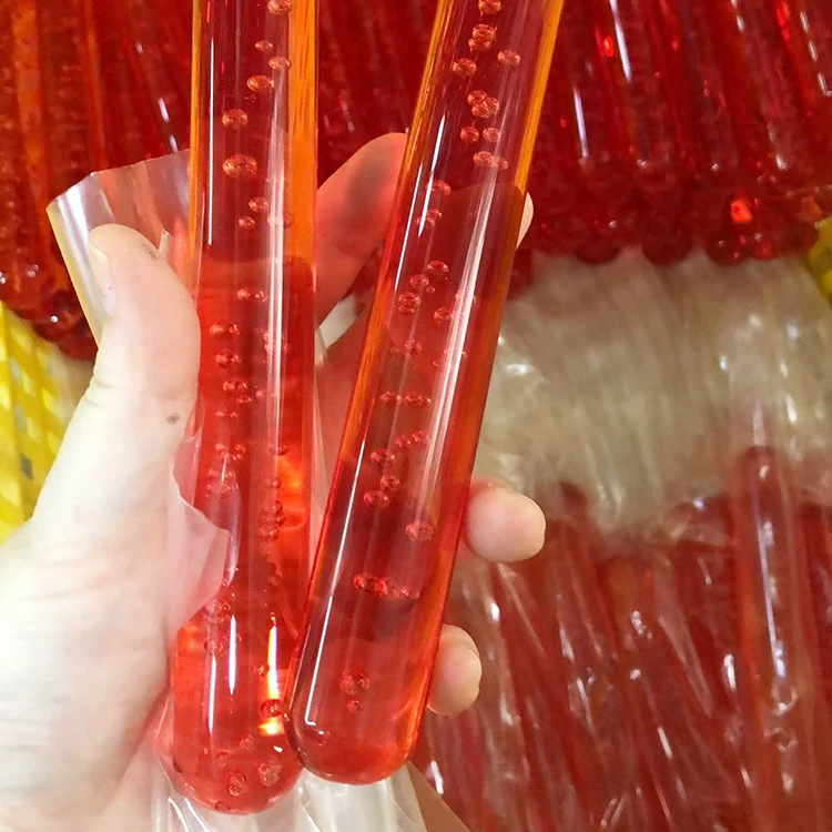 red colored pmma  plastic bubble acrylic perspex rod