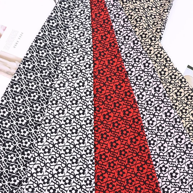 High quality black sunflower print shirt for women dress for children 100D four-sided elastic fabric