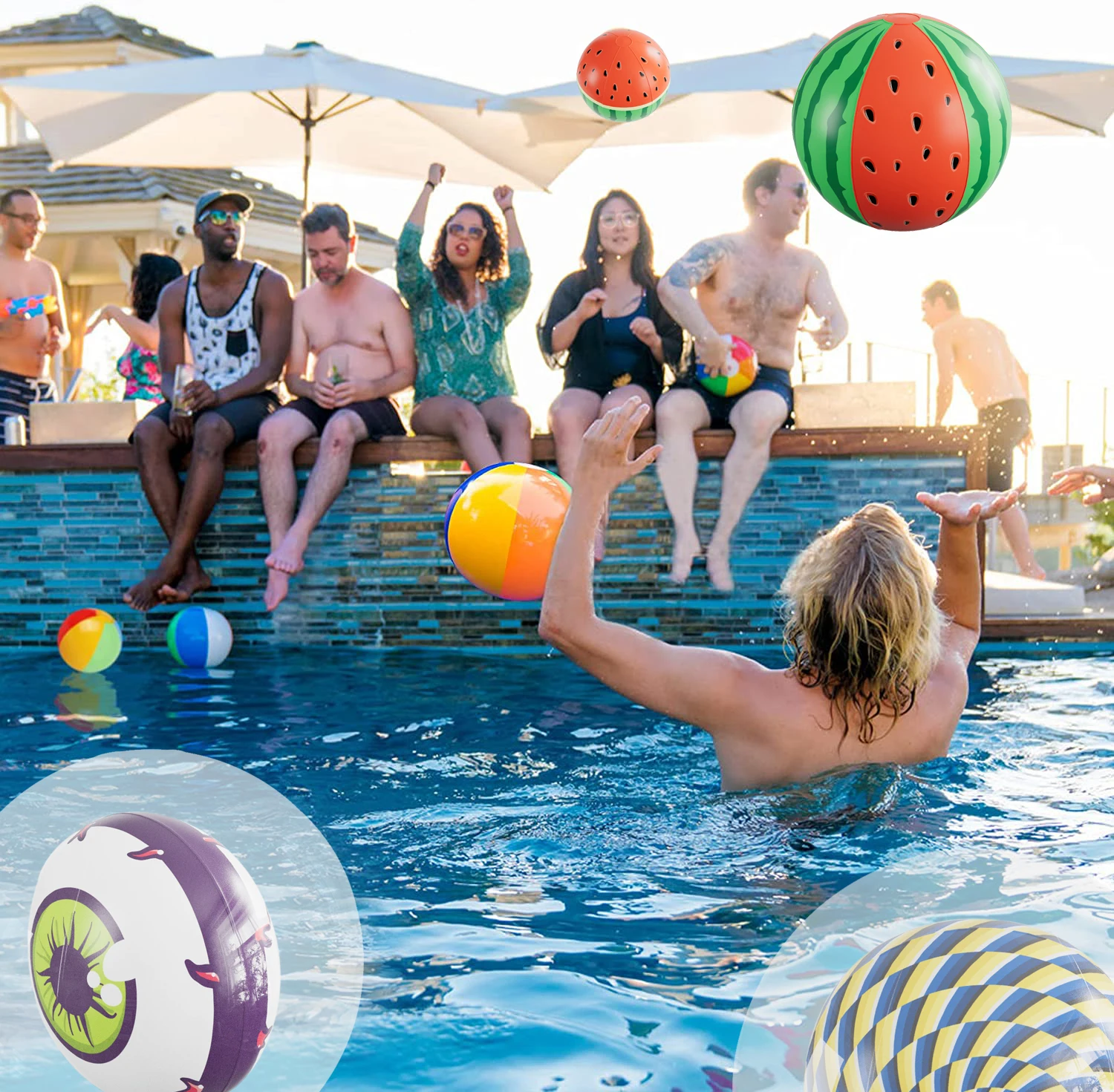Custom Printed Jumbo PVC Rubber watermelon Beach Ball Promotional Inflatable Large Plastic Beach Ball