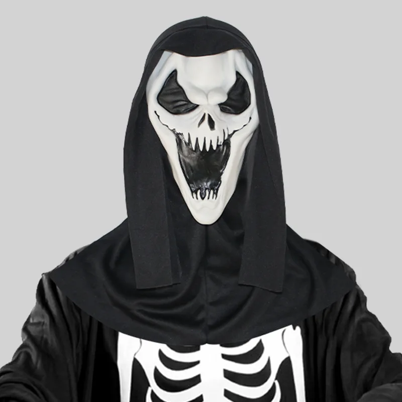 Shocking screams, horror masks, makeup ball scarred faces, Halloween party prank decorations