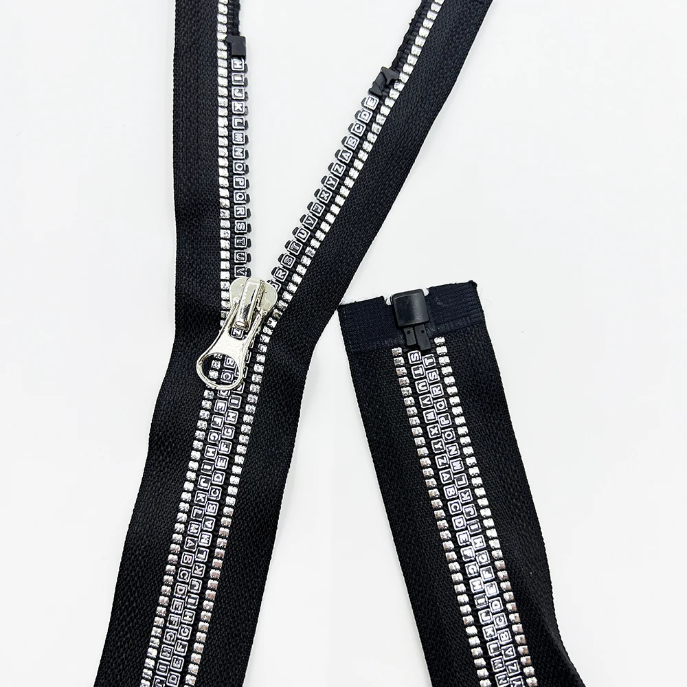 Creative English alphabet tooth zipper Customizable reflective zipper Custom Colors 8# Letter Teeth Resin Zipper