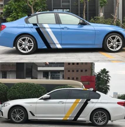 Factory Crafts Car side Stripes Sticker Auto Vinyl Wrap Racing Graphics Decals Automobiles sport car stripe decoration stickers