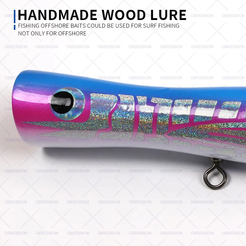 WD116 Wooden Popper Lure Handmade Hard Trolling Fishing Baits Wood Lure Popping Bait Top Water Lure