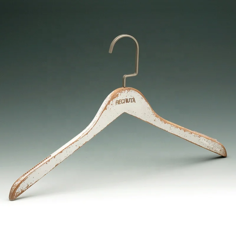 Painted Destroyed Antique White Wooden Nickel Flat Hook Hanger