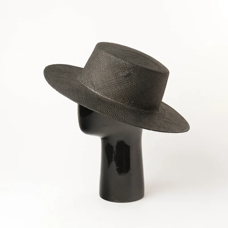 Hot selling solid ladies straw visor plain hats with logo