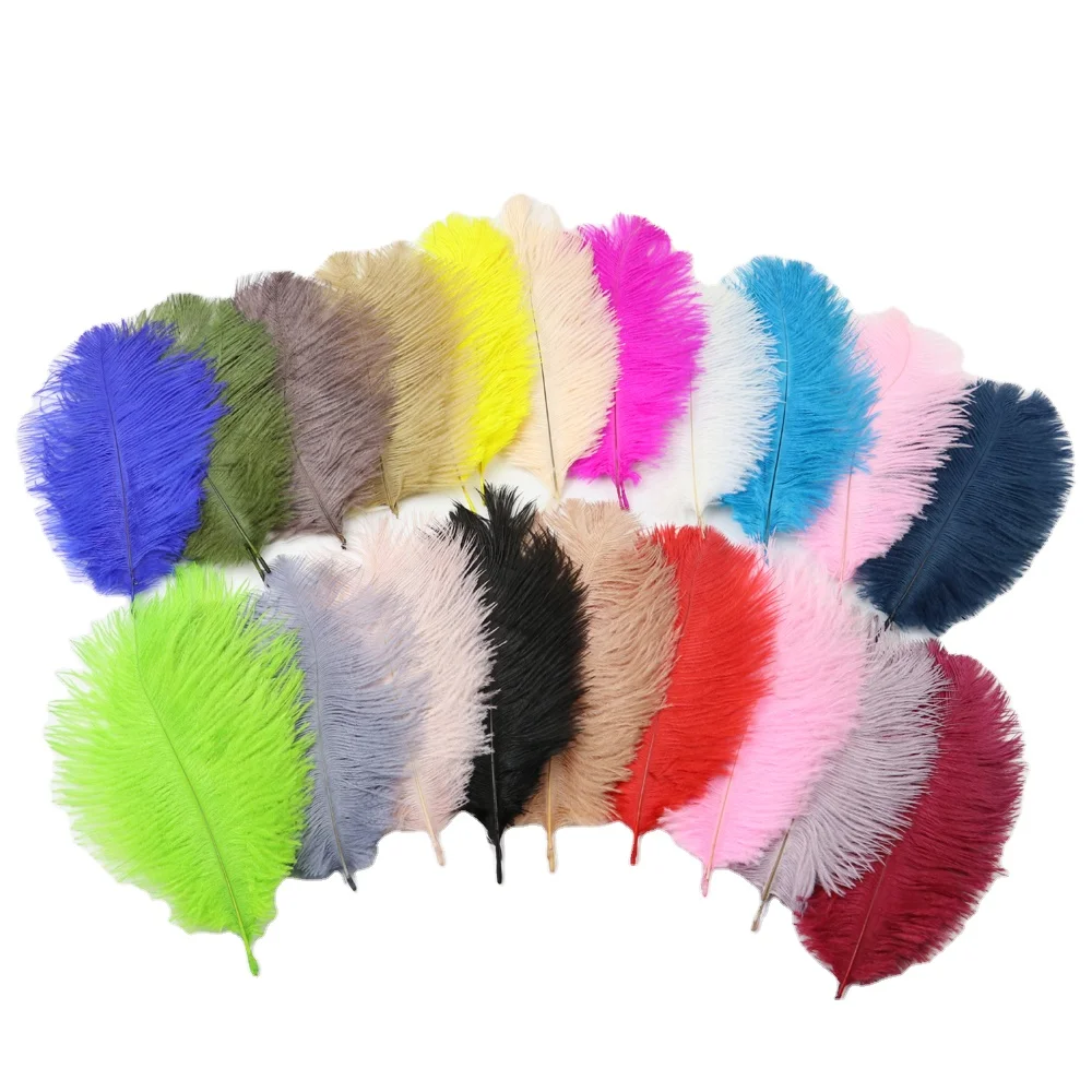 Wholesale Feather Crafts Supplier Promotional Cheap White Dyed  Bleached Big Ostrich Feather For Sale 15-20cm|6-8inch
