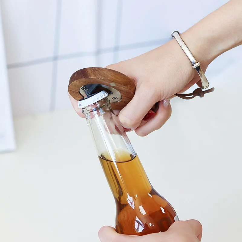 Изготовленный на заказ Деревянный Открывалка для бутылок пива свадебного бара штопор вечеринки подарок рекламирует деревянную ручку открывалка