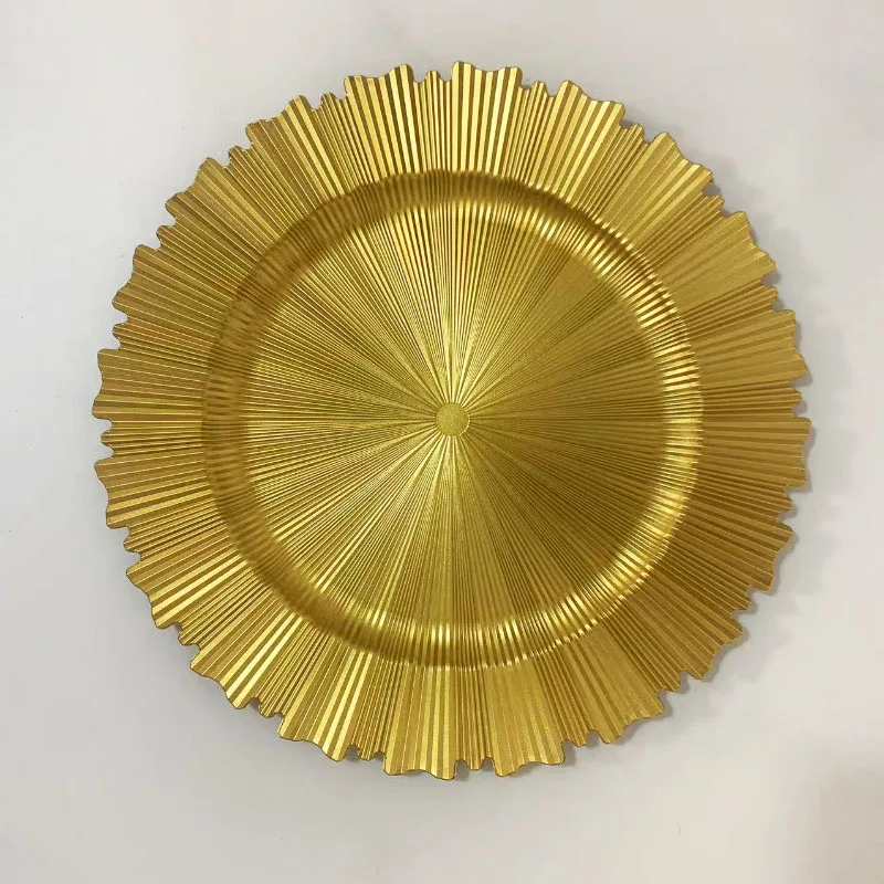 High Sustainable 13' Acrylic Dinner Plate Set Gold Rim Charger Plates Weddings Table Decorations Centerpieces Plastic Dish