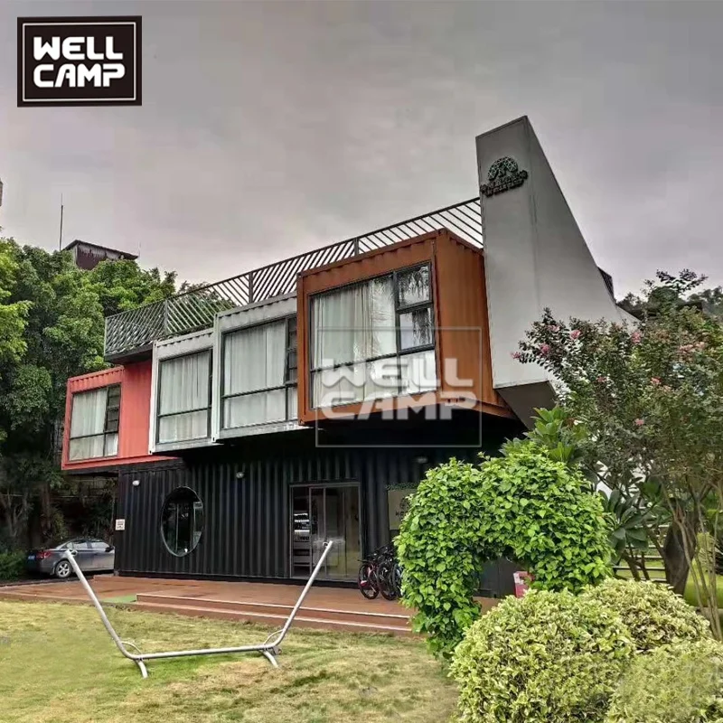 Building Construction Villa Designed by Prefab Flat Pack Container House Wellcamp Metal Galvanized Steel Frame Modern CN;GUA