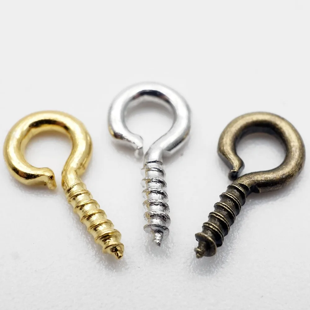 100 PCS/bag Mixed Size Iron Nine Shape Hooks Eyelets Screw Small Tiny Eye Pins Eyepins Hooks For Diy Jewelry Making Accessories