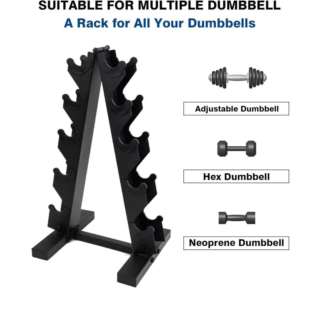5-Tier Dumbbell Rack Dumbbell Storage Stand Holder Steel Weight Tree for Home Gym