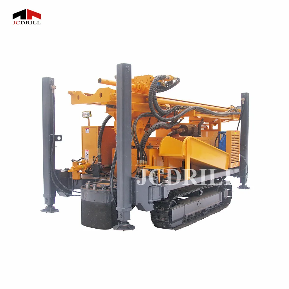 300m Depth Hydraulic Track Mounted DTH Water Well Drill Rig With Mud Sucking Pump