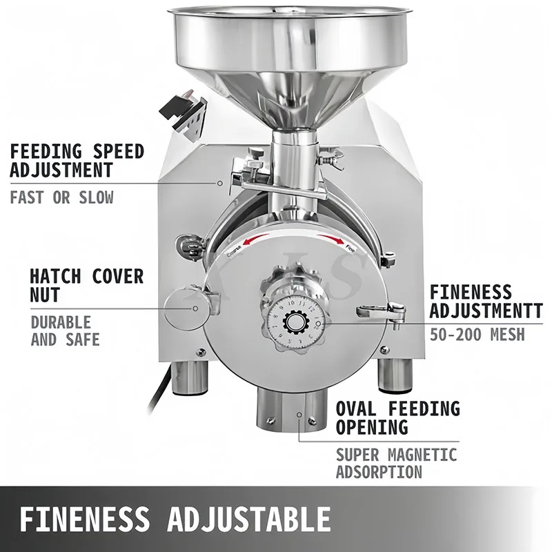 Stainless Steel Chili Powder Soya Bean Nut Coffee Spice Grinding Electric Herb Turmeric Almond Grain Mill