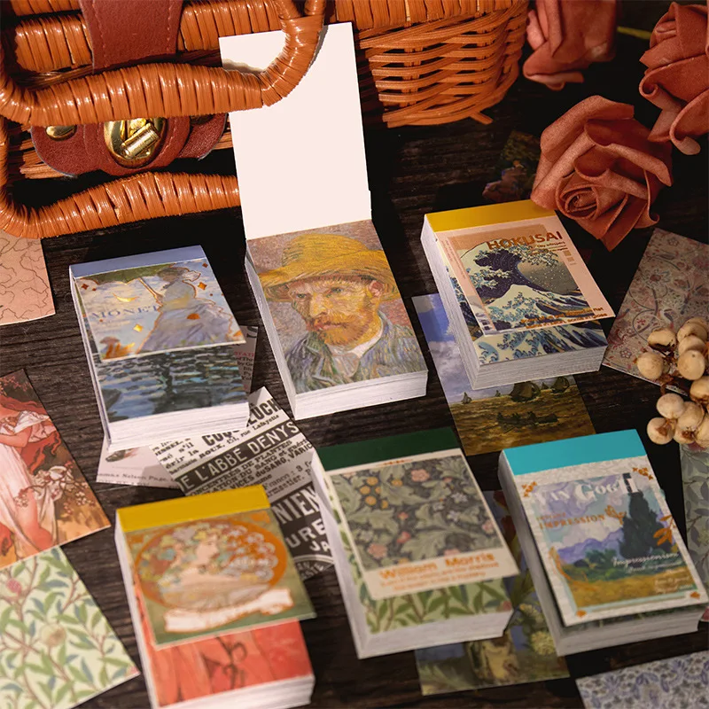 Винтажные стикеры Washi, 50 листов, книга художника Ван Гога Моне, рисование, художественное ремесло, украшение «сделай сам», этикетка для скрапбукинга, журнала