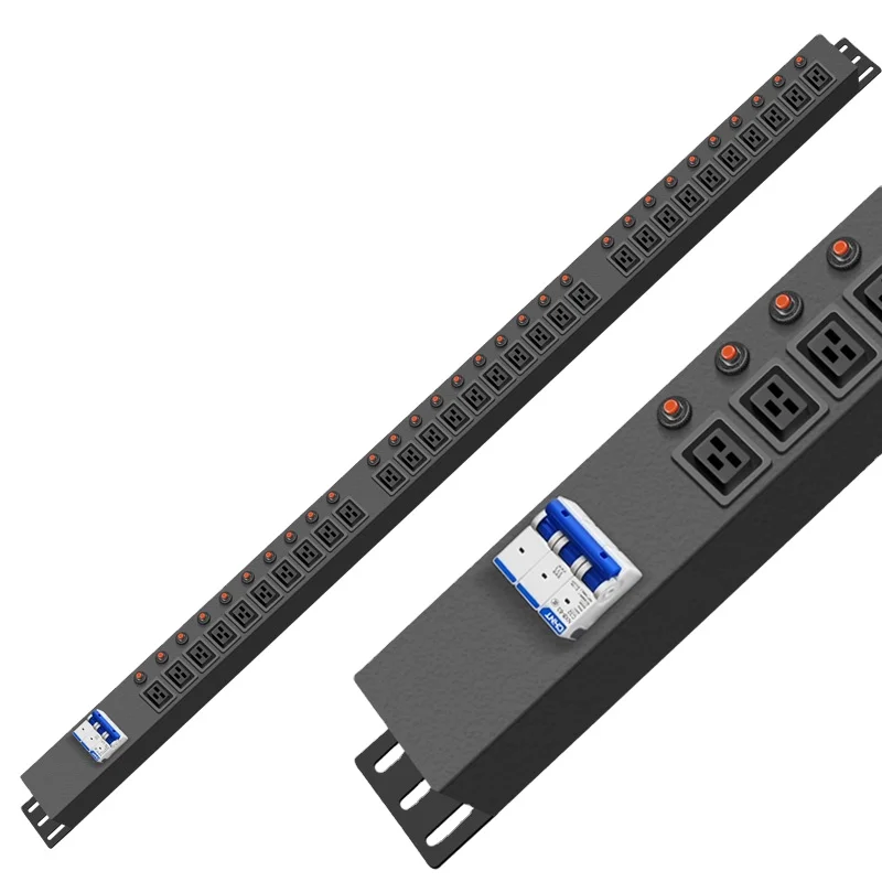 Factory 30-bit C19 PDU Power Distribution with Air Flow Meter Overload Protection Customized AU US UK Germany Socket rack mount