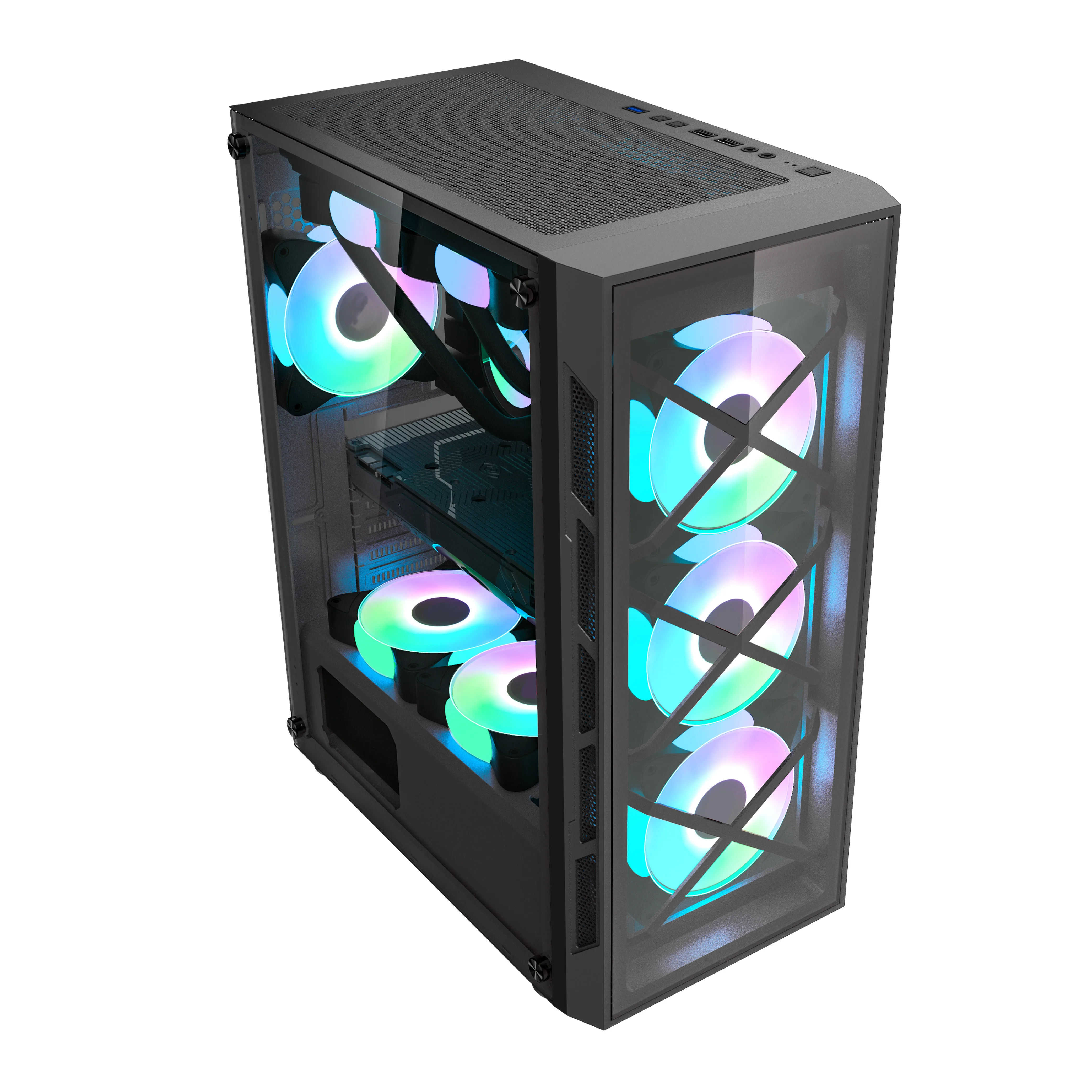 atx pc oem all in one custom with lcd temperature display dustproof plexiglass RGB gaming computer Case
