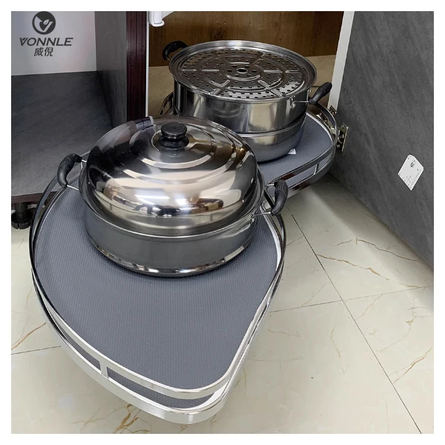 Hot Sale High Quality Corner Pull Basket Magic Corner Kitchen Revolving Basket Swing Trays Rotating Storage Basket