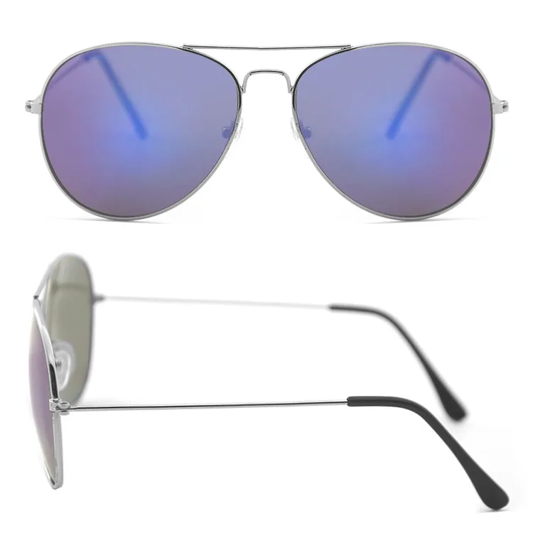 Wholesale design sunglasses UV400 fashion mirrored shades metal frame sun glasses metal mirror lens sunglasses