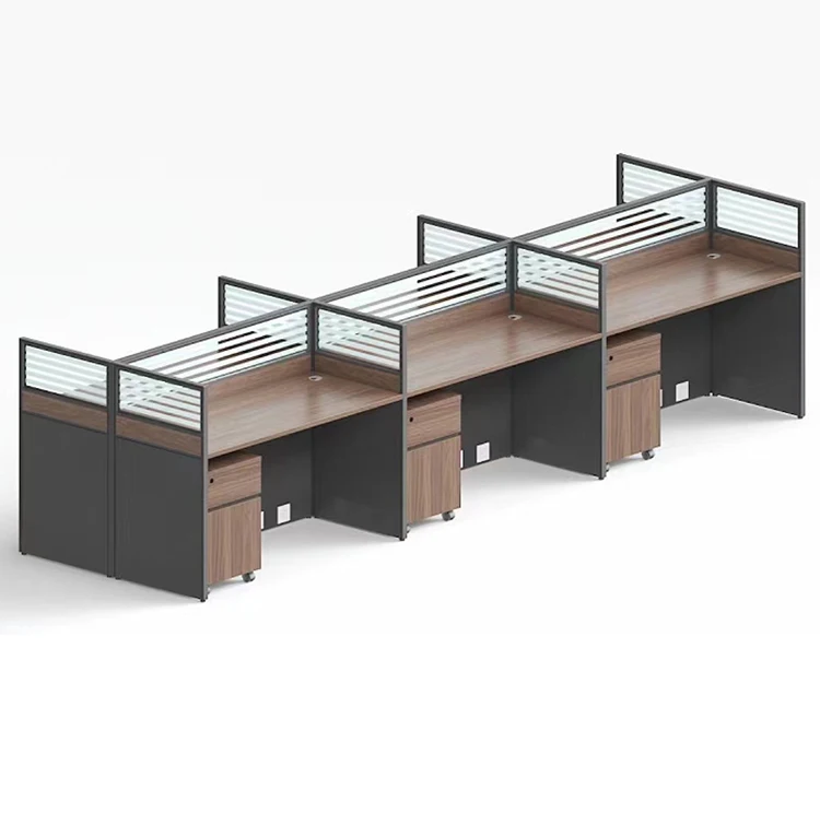 4 seater modular modern office staff table with high partition call centre office furniture