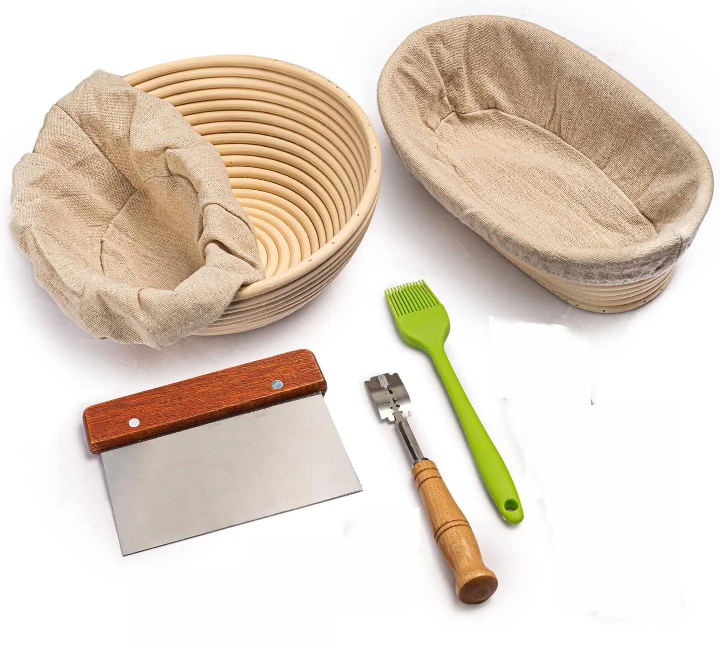 Bread Proofing Basket Set 10 Inch Oval 9 Inch Round Sourdough Supplies with Accessories and  Bread Sling