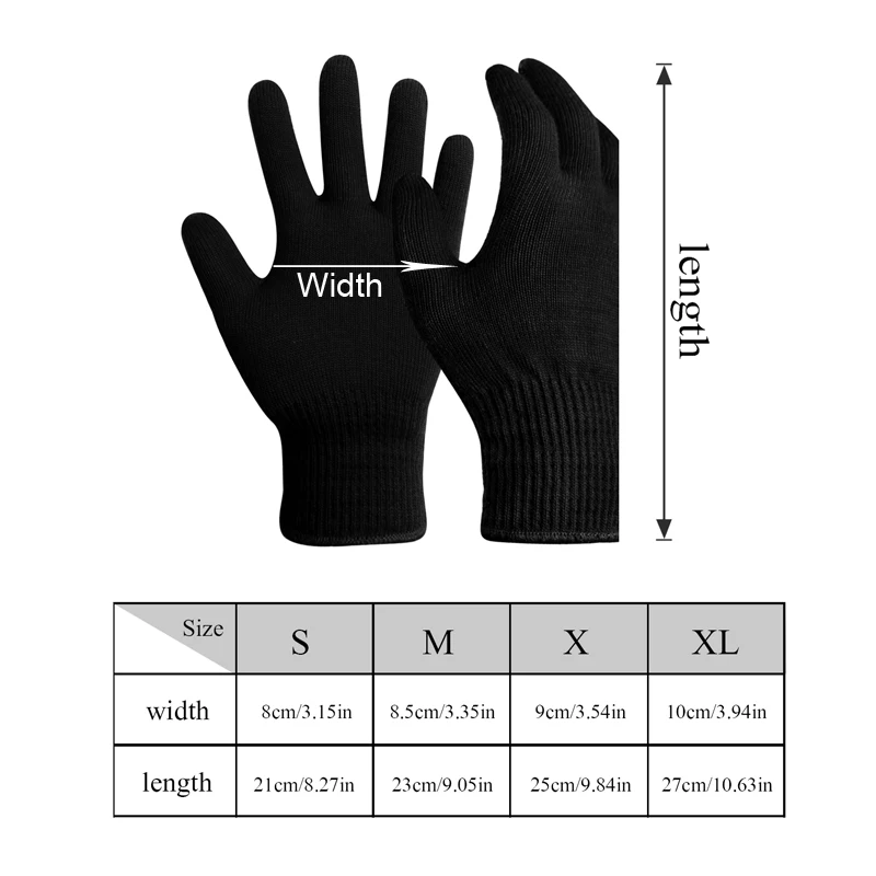 Breathable Soft Red Merino Wool Yarn Knitted Liner Winter Warm Lining Gloves for Running Climbing