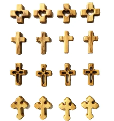 
Real Olive wood cross crucifix pendant for religious necklace gifts 