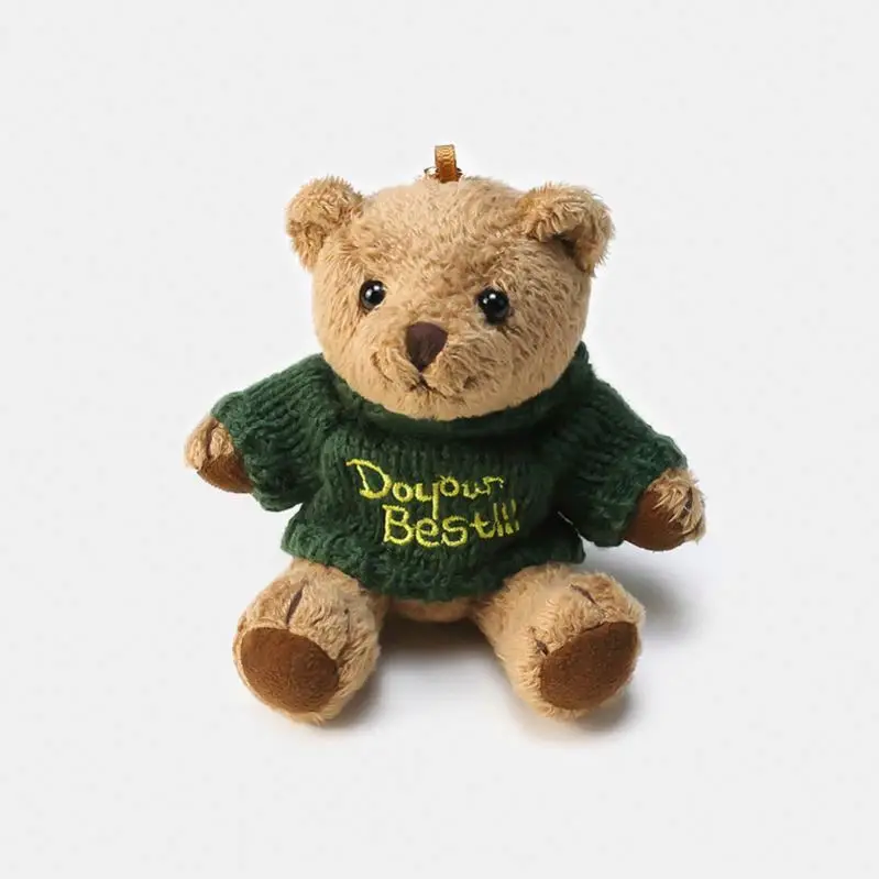 Kawaii 13CM Teddy Bear Plush Doll Keychain Gift Doll Bag Pendant Accessories Cartoon Sweater Clothing Cute stuffed animal toys