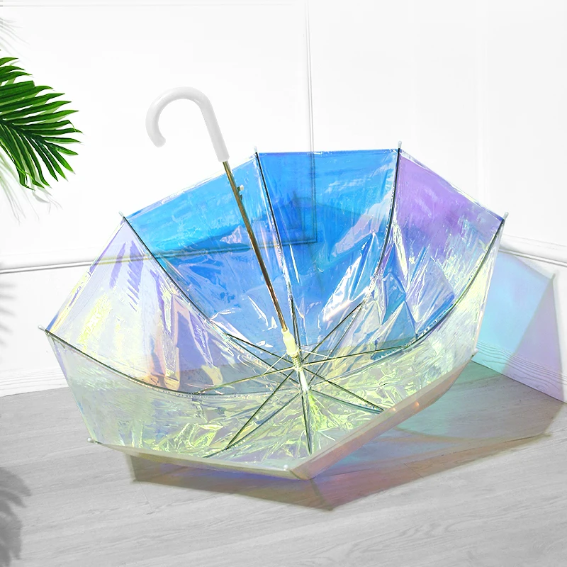 Plastic umbrella colorful custom clear transparent umbrella with logo print for woman