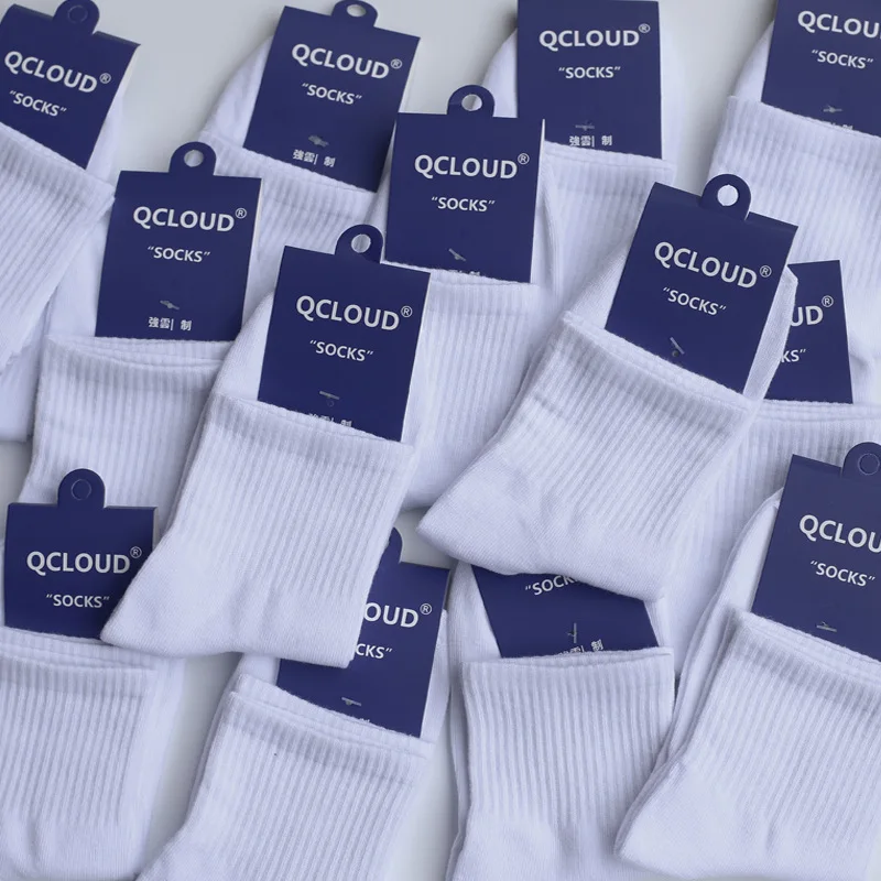 Men Women Cotton Custom Logo Casual Kids White Socks Knitted Wholesale Socks Plain Socks
