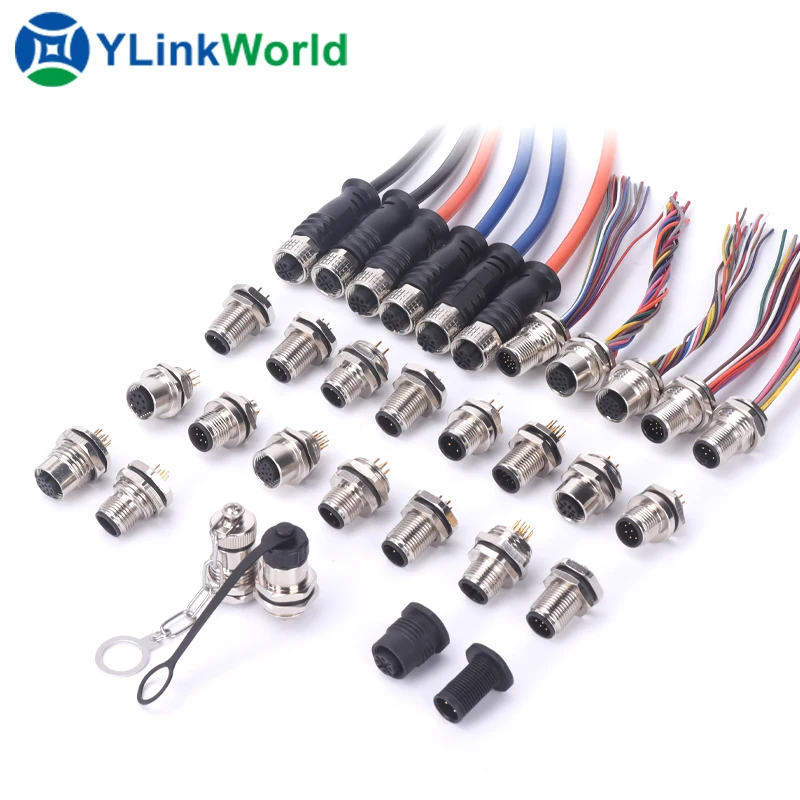 m8 male female connector 2 3 4 5 6 7 8 9 10 12 13 14 15 16 18 19 20 24 pin auto aviation cable pcb push pull plastic connector