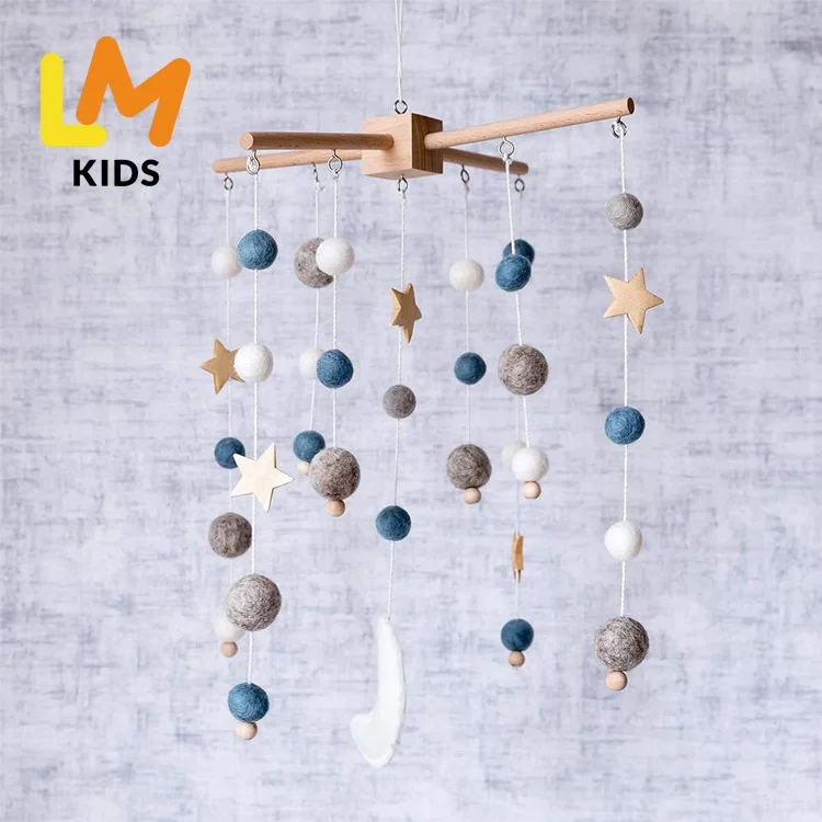 LM KIDS baby room decor nursery Wood Beads Macrame Crib Cot crib mobiles  baby mobile quran