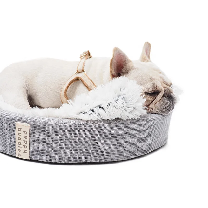 LS peppy 2023 новый дизайн индивидуальная круглая кровать для питомца и роскошная плюшевая кровать из пенопласта для собаки