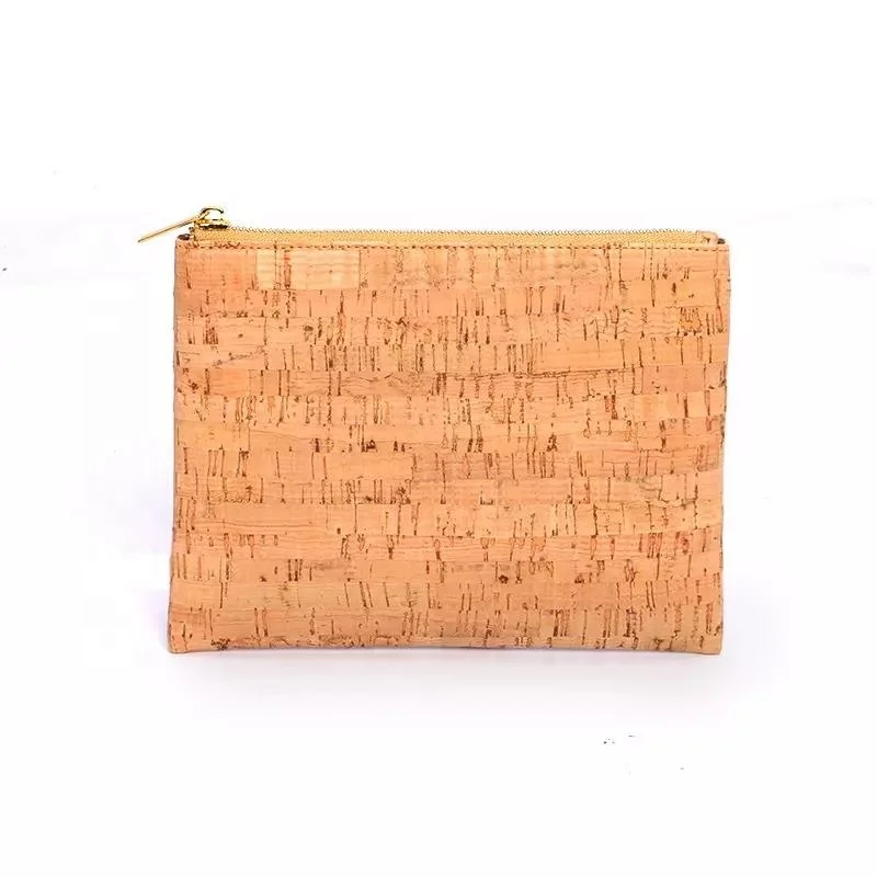 Latest Design 2023 Reusable Zipper Natural Cork Cosmetic Purse bag for women