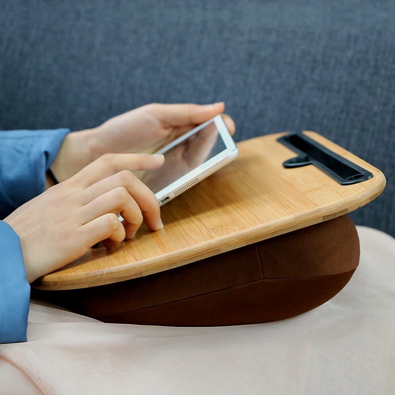 
Bamboo Laptop Stand Bamboo lap desk With Pen Phone Holder Cushion Bamboo laptop desk bed tray with Cushion 