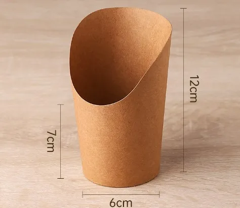 Custom printing PE coated kraft  paper cup diagonal cup / french fries cup