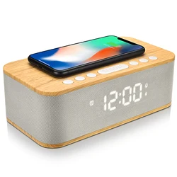 Portable Mini  Light Led Display Alarm Clock BT Speaker Wireless Charging Bluetooth speaker