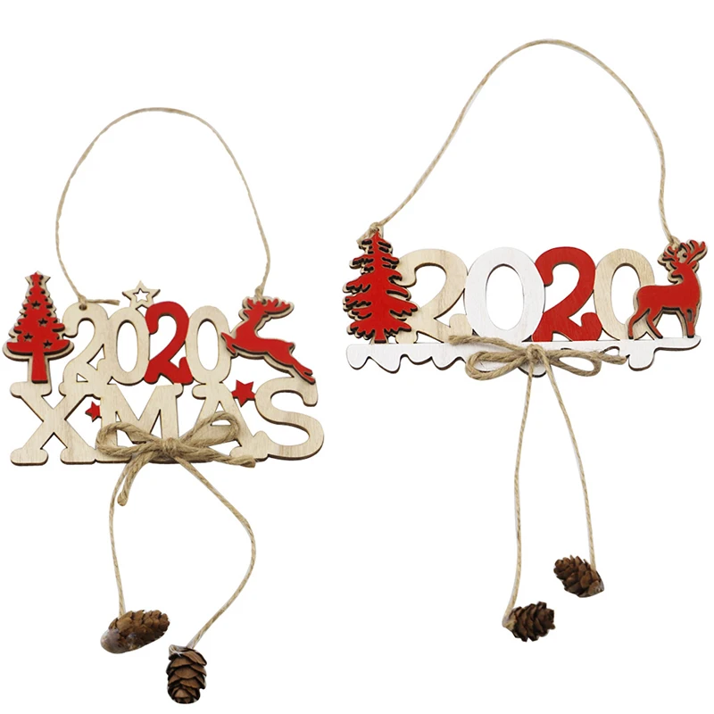
New 2020 letter hemp rope wooden pendant Creative Christmas tree decorations 