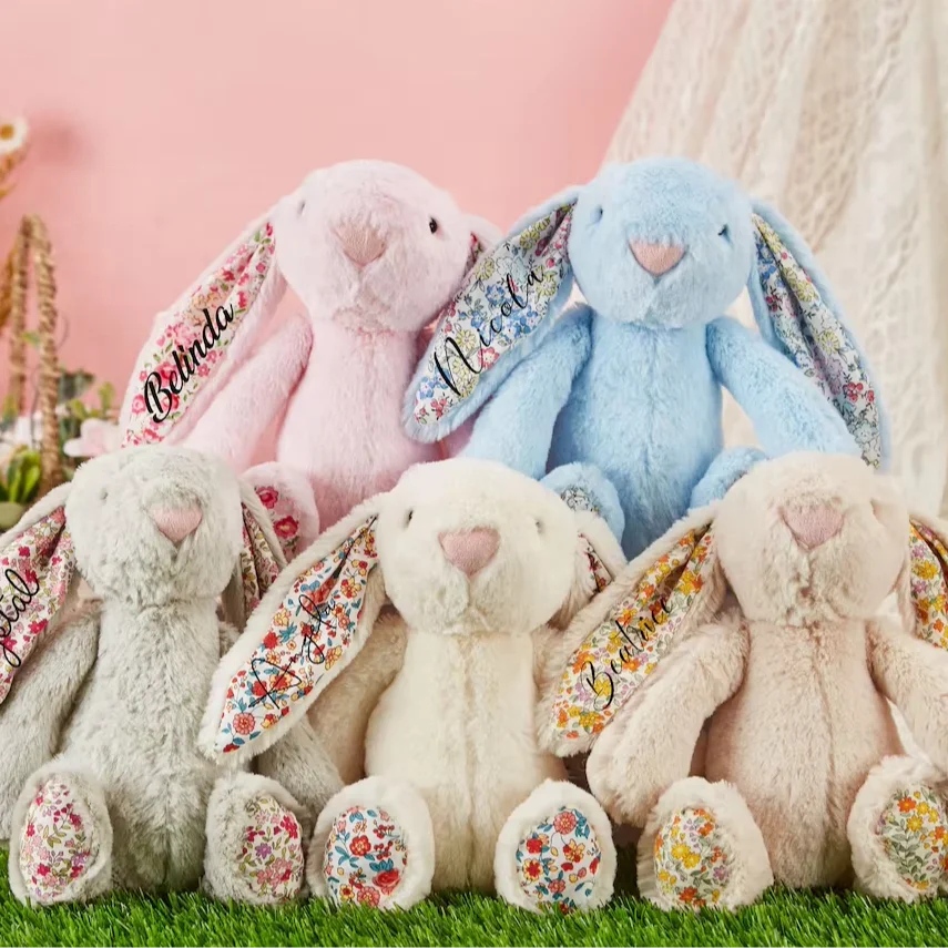 Toy rabbit white pink bunny stuffed plush toy animal custom plush toy manufacture
