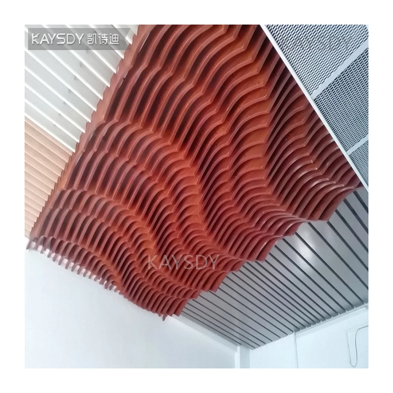Metal Customized Arc Bending Twist Facade Cladding Used As Wall Panel In Wood Grain Color