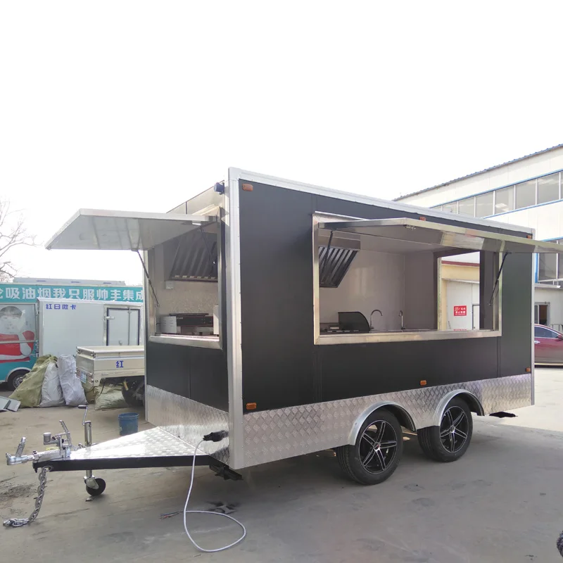 Outdoor Mobile Square Food Trailer Street Mobile Food Cart  Mobile Food Truck for Sale Pizza Customized American