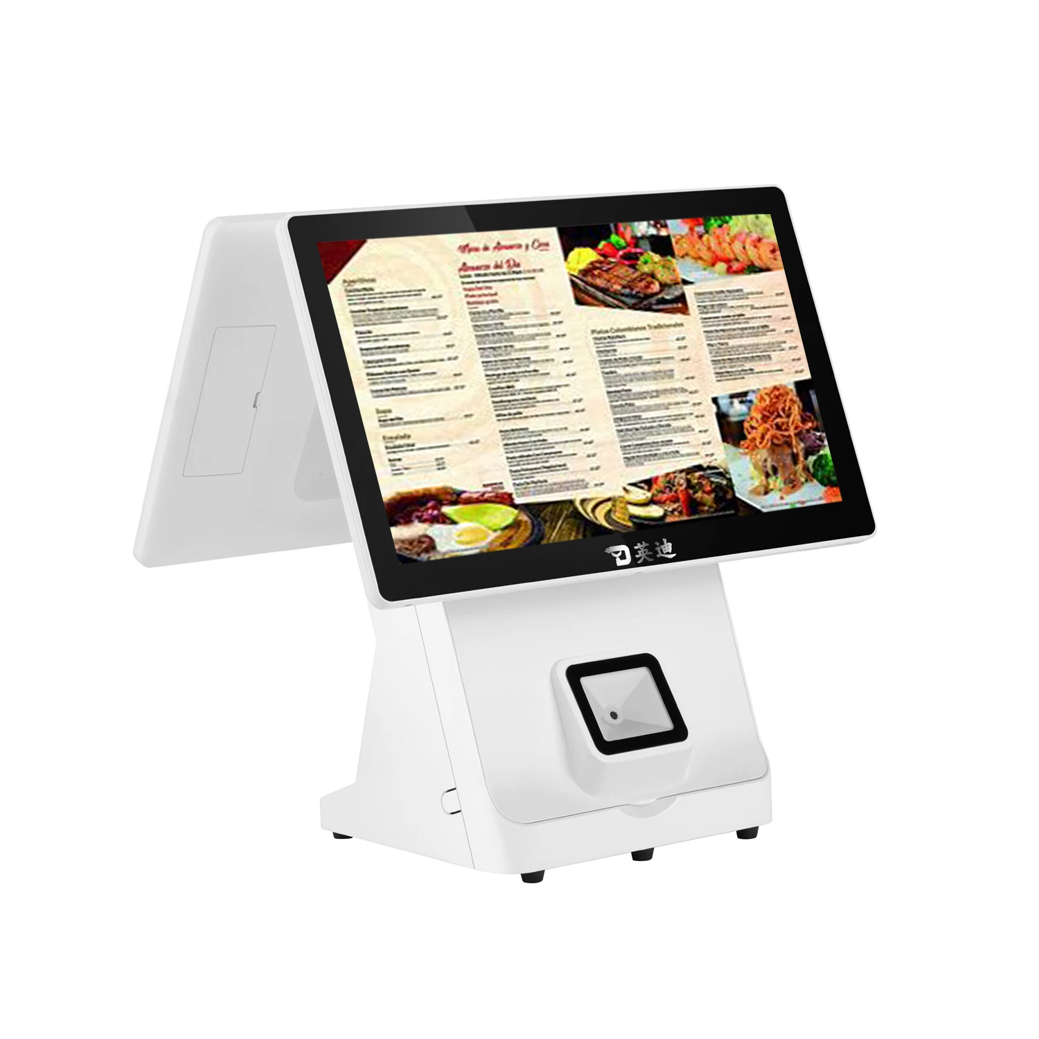 15inch dual screen pos touch display aluminum case with printer cash register point of sale systems for small business solution