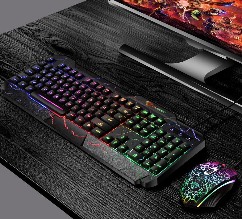 
Wholesale high quality OEM wholesale wired USB computer office luminous game keyboard and mouse combos 